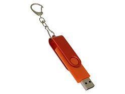USB 2.0- флешка на 32 Гб с поворотным механизмом и дополнительным разъемом Type-C