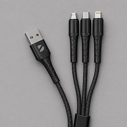 Дата-кабель Armor 3 в 1: micro USB, USB-C, Ligthning, 1.2м