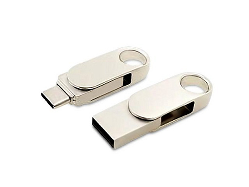 USB 3.0- флешка «Uranium» на 256 Гб с поворотным механизмом и дополнительным разъемом Type-C