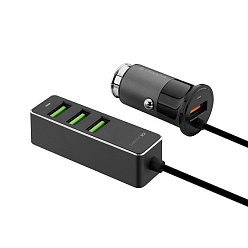АЗУ 1 USB + 3 USB для пассажиров, QC 3.0, 7Аa