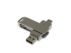 USB 3.0- флешка на 64 Гб с поворотным механизмом и дополнительным разъемом Type-C