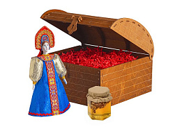 Подарочный набор: кукла фарфоровая, мёд с гецким орехом