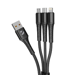 Дата-кабель Armor 3 в 1: micro USB, USB-C, Ligthning, 1.2м