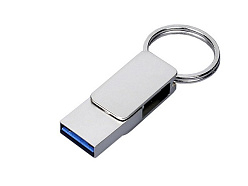 USB 3.0- флешка «Mercury» на 128 Гб с поворотным механизмом и дополнительным разъемом Type-C